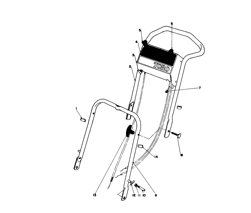 Handle Assembly Diagram and Parts List for 16320 1000001 - 1999999 Toro Lawn Mower