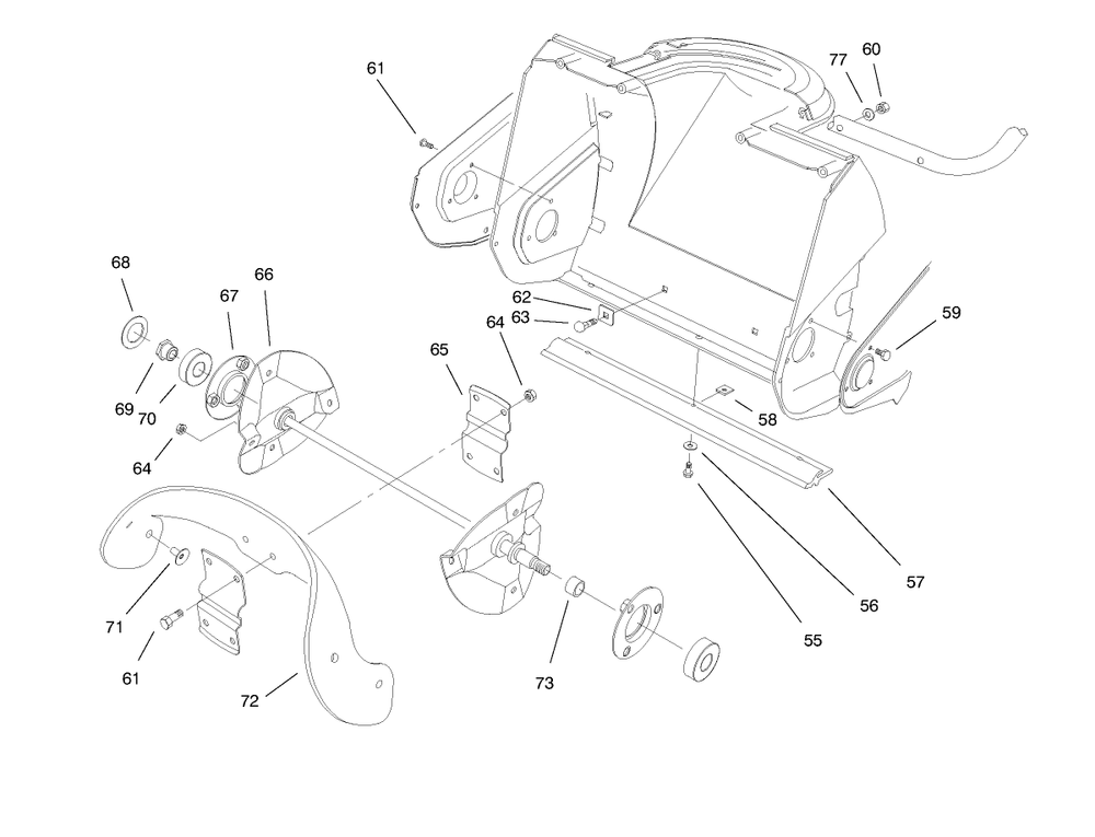 Auger Assembly Diagram and Parts List for 38175 8900001 - 8999999 Toro Snow Blower
