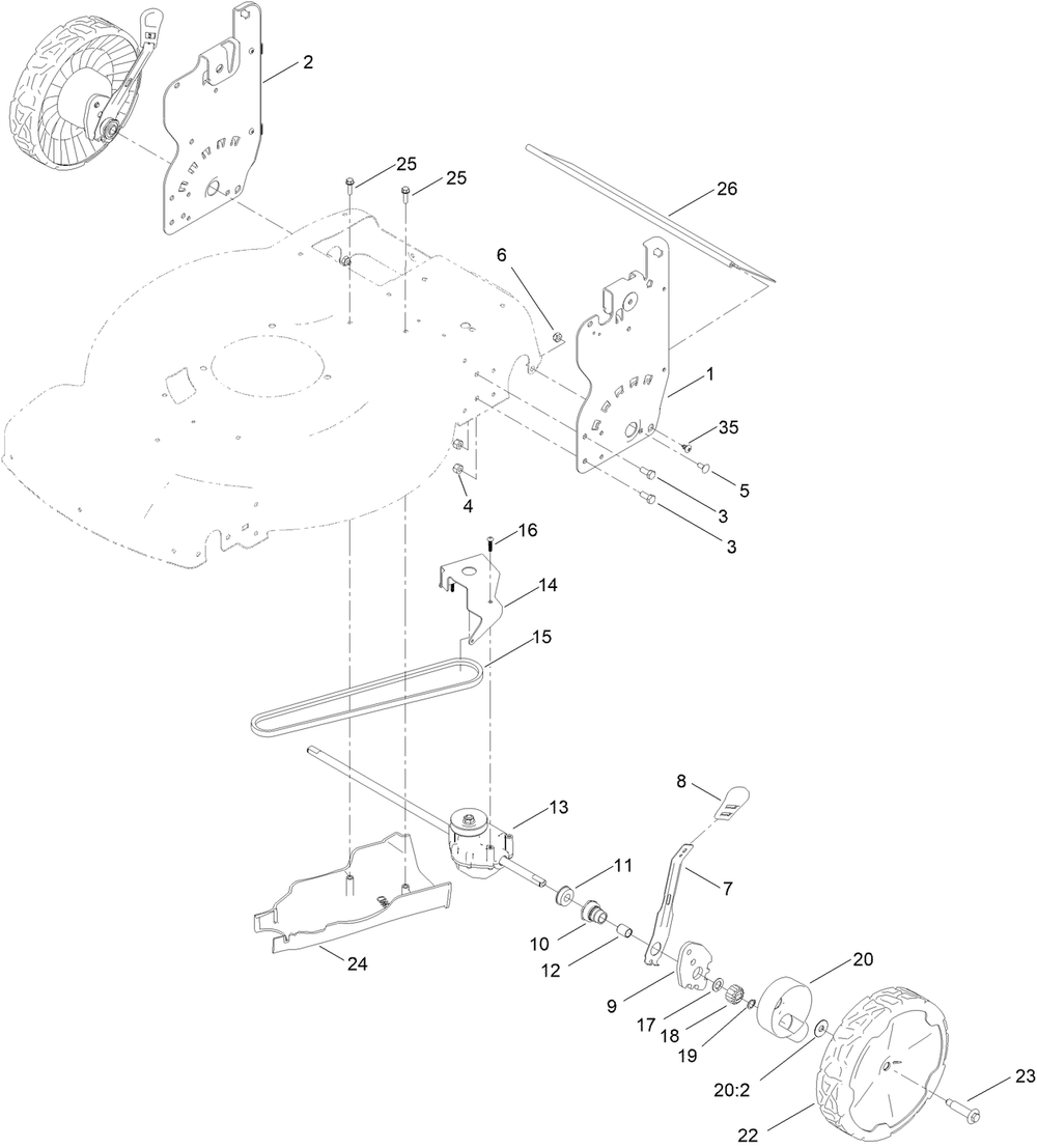 Rear Wheel And Height-Of-Cut Assembly Diagram and Parts List for 21462 411700000 - 412001349 Toro Lawn Mower