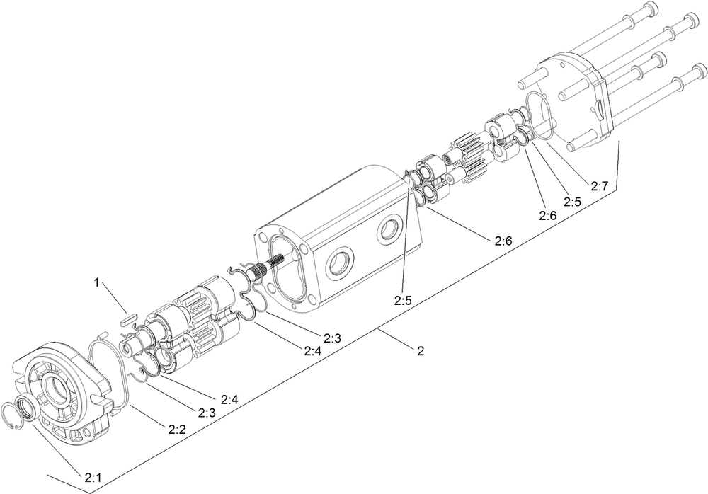 Hydraulic Gear Pump Assembly No. 106-7650 Diagram and Parts List for 22322 402000000 - 404719999 Toro Lawn Tractor Accessories