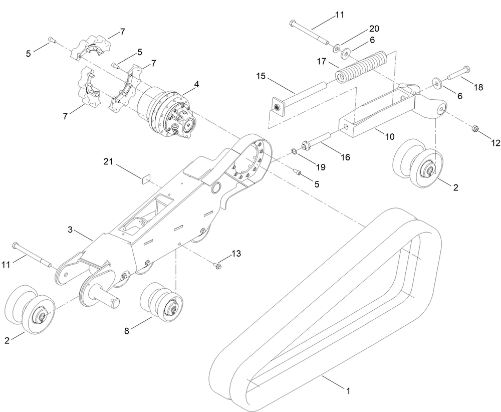 Rh Track Assembly Diagram and Parts List for 22530 414400000 - 999999999 Toro Lawn Tractor Accessories