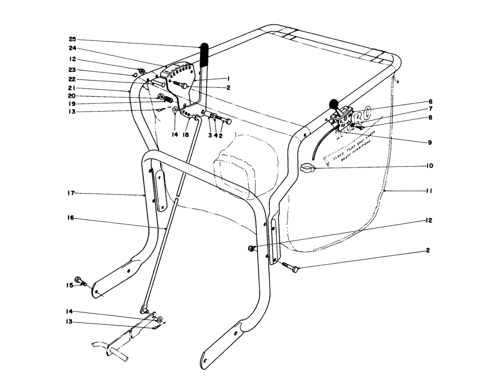 Controls & Handle Assembly (Model 62912) Diagram and Parts List for 62923 6000001 - 6999999 Toro Leaf Blower / Vacuum