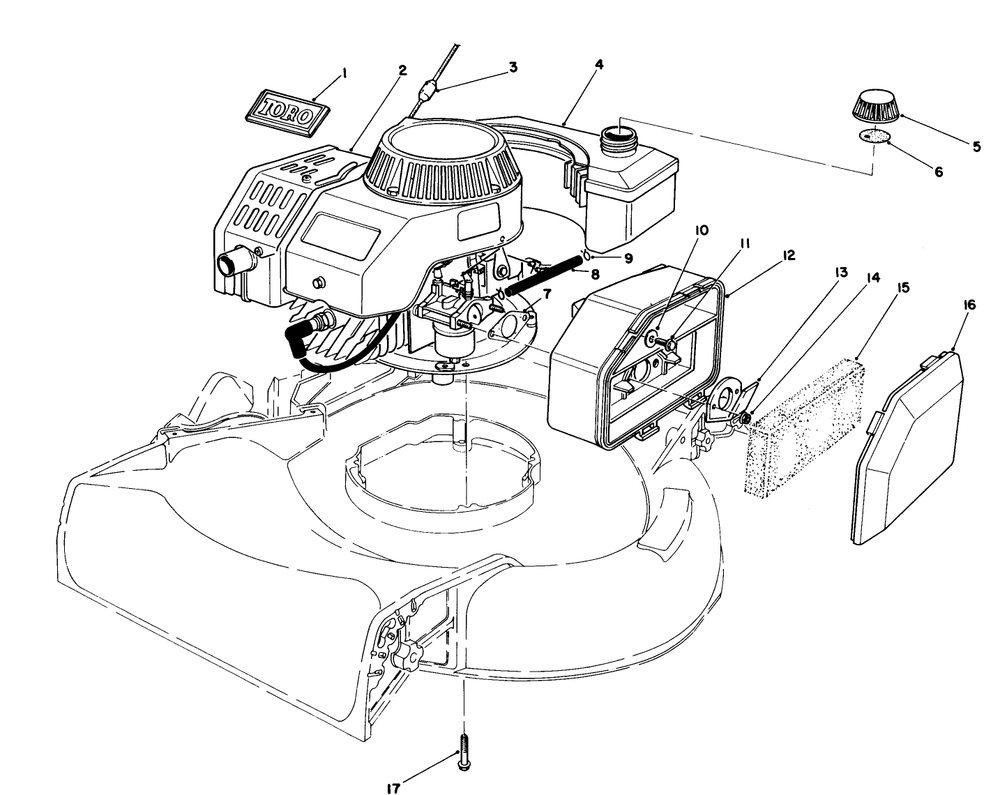Engine Assembly (Used On Units With Serial No. 6000101-6002073) Diagram and Parts List for 16585 6000001 - 6999999 Toro Lawn Mower