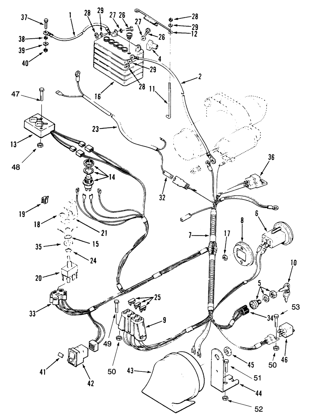 Electrical System Diagram and Parts List for 74140 49000001 - 49999999 Toro Lawn Tractor