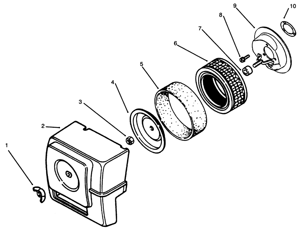 Air Cleaner Diagram and Parts List for 73363 6900001 - 6999999 Toro Lawn Tractor
