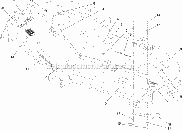 Deck Decal Assembly No. 107-1625 Diagram and Parts List for 74263CP 270000001-270999999 Toro Lawn Mower