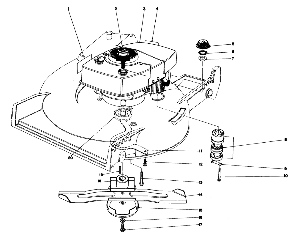 Engine Assembly Diagram and Parts List for 20705 0000001 - 0999999 Toro Lawn Mower