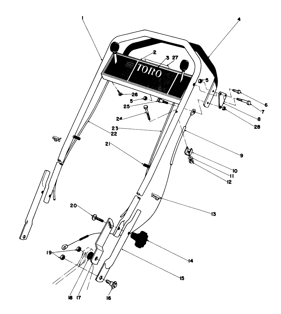 Handle Assembly (Used On Units With Serial No. 0003991 & Up) Diagram and Parts List for 20785 0000001 - 0999999 Toro Lawn Mower
