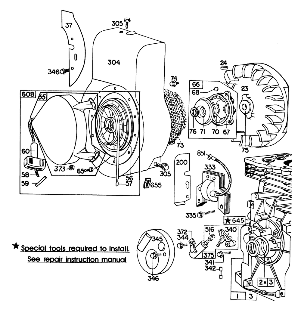 Engine Briggs & Stratton Model No. 130232 Type No. 0497-01 Diagram and Parts List for 3104 9000001 - 9999999 Toro Lawn Tractor Accessories