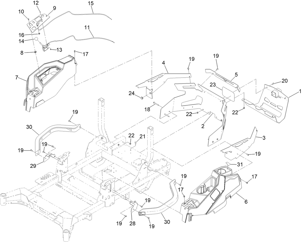 Throttle, Choke And Guards Assembly Diagram and Parts List for 77294TA 400000000 - 414801564 Toro Lawn Tractor