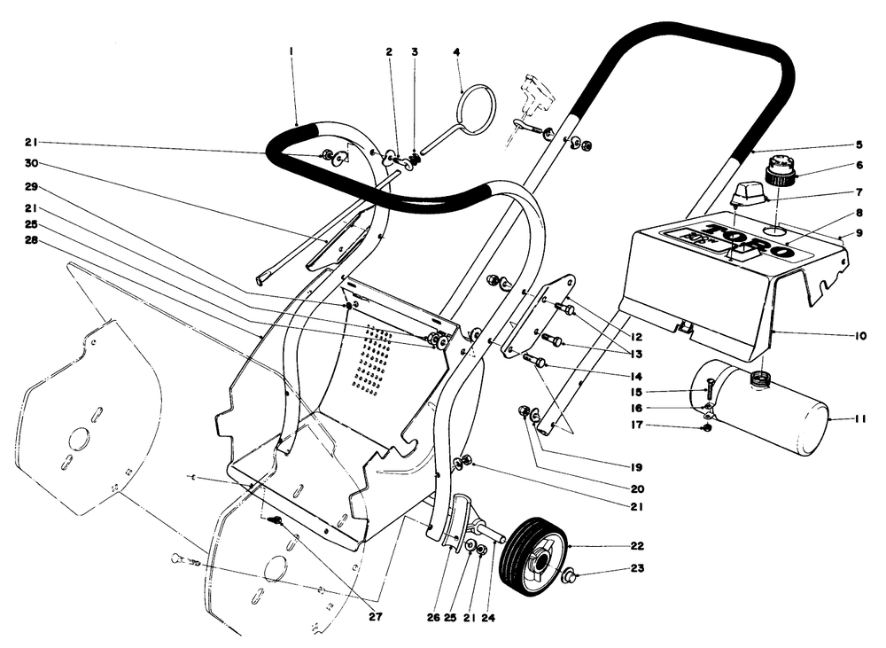 Upper Main Frame Diagram and Parts List for 31502 2000001 - 2999999 Toro Snow Blower