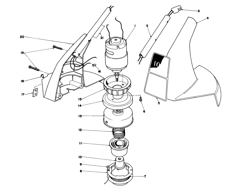 Motor Housing Assembly Diagram and Parts List for 51512C 6000001 - 6999999 Toro Trimmer