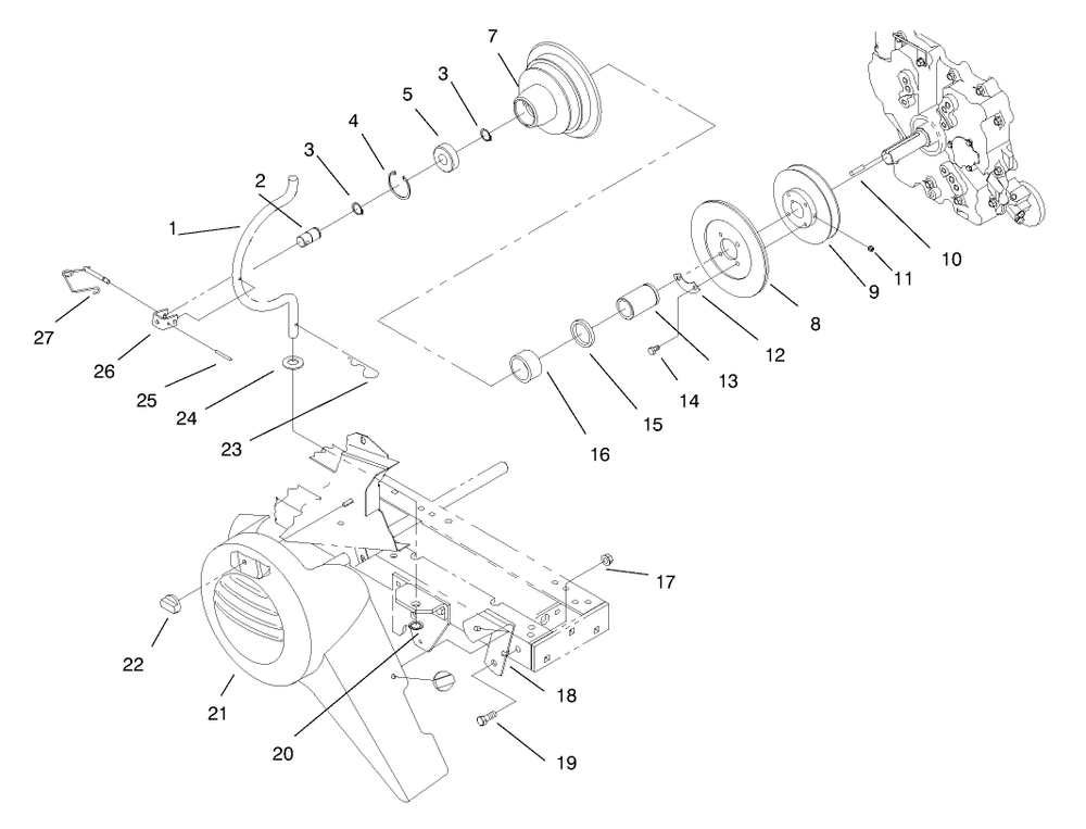 Pto Clutch And Cover Diagram and Parts List for 73428 8900001 - 8900499 Toro Lawn Tractor