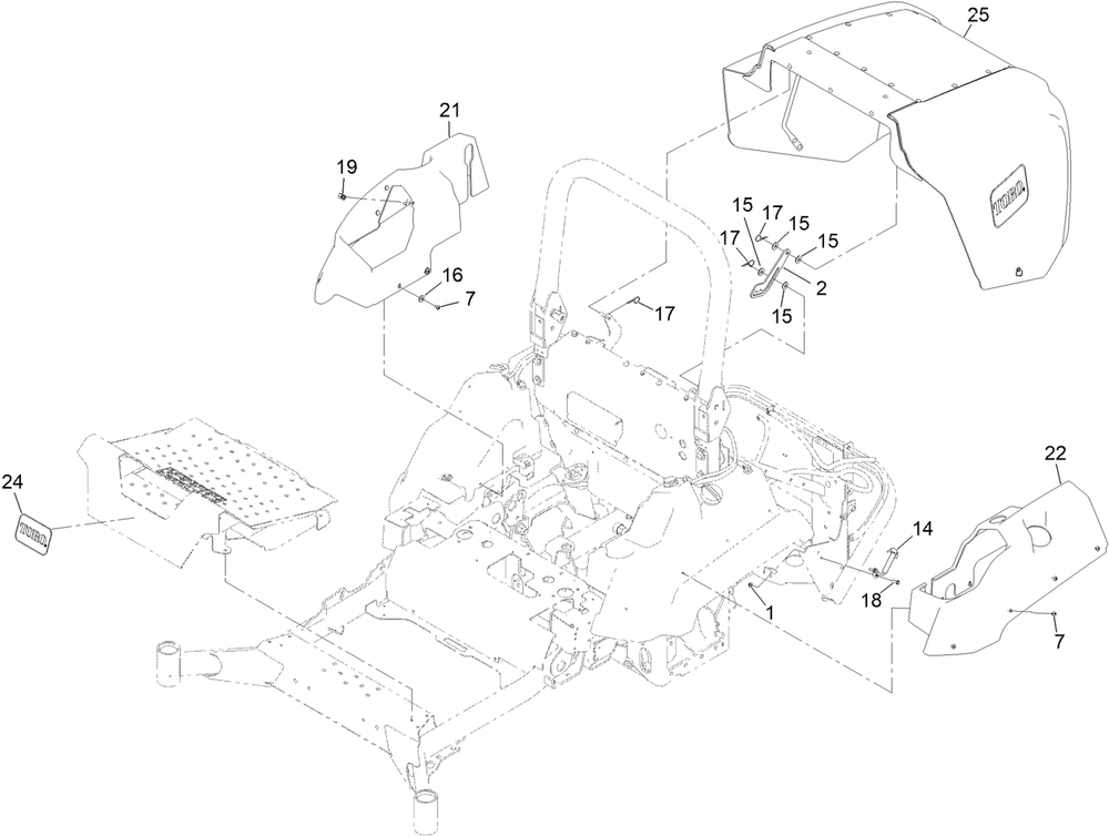 Hood And Covers Assembly Diagram and Parts List for 72144 413000000 - 999999999 Toro Lawn Tractor