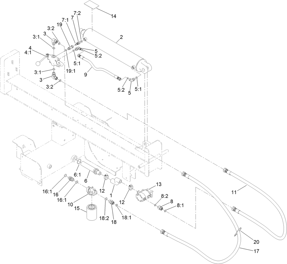 Hydraulic Pump Assembly Diagram and Parts List for 23618 400000000-999999999 Toro Log Splitter