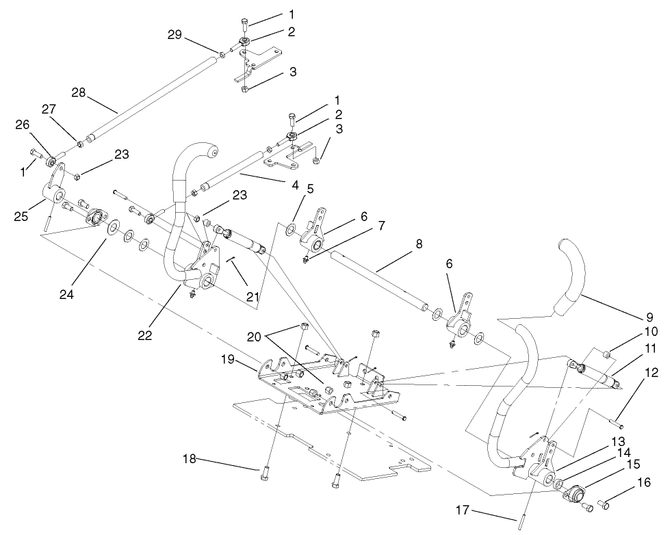 Steering Control Assembly Diagram and Parts List for 74187 (200000001-200000500)(2000) Toro Lawn Mower