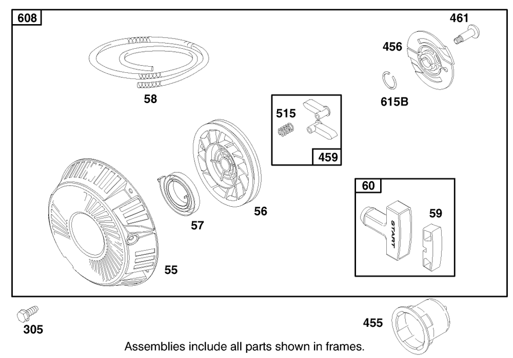 Engine Briggs & Stratton Model 303776-1188-A1 Diagram and Parts List for 30182 690001 - 699999 Toro Lawn Tractor Accessories