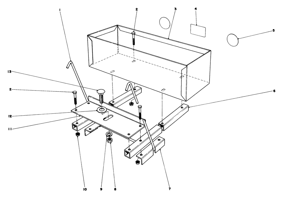 36" Snowthrower Weight Box Assembly Model No. 59138 Diagram and Parts List for 57300 1000001 - 1999999 Toro Lawn Tractor