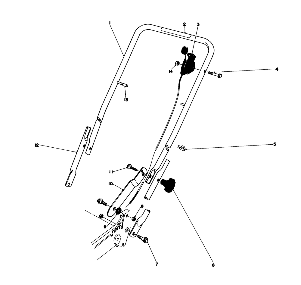 Handle Assembly Diagram and Parts List for 20610 9000001 - 9999999 Toro Lawn Mower