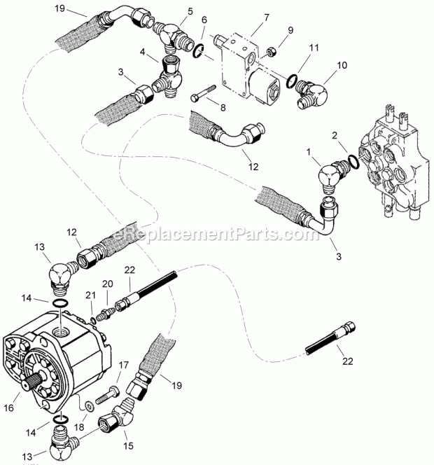 Plow Hydraulic Circuit Plow Motor Supply And Diagram and Parts List for 2011  Toro Lawn Tractor Accessories