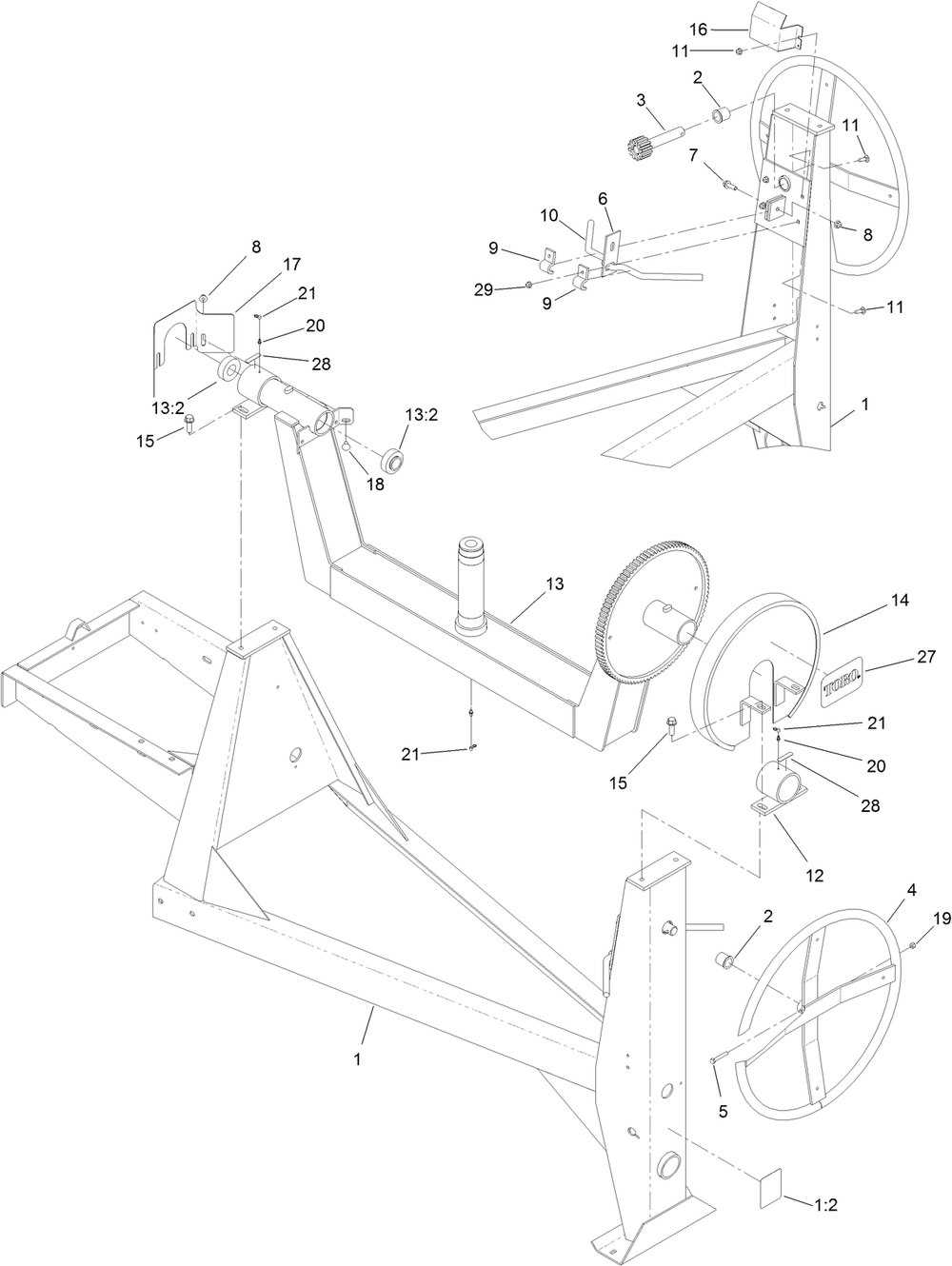 Frame Assembly Diagram and Parts List for 68011 402000000 - 404319999 Toro Cement Mixer