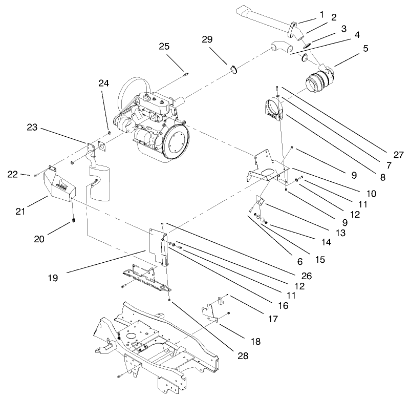Liquid Cooled Diesel Engine Assembly Diagram and Parts List for 73552 9900001 - 9999999 Toro Lawn Tractor