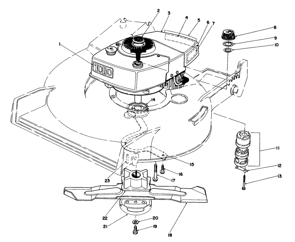 Engine Assembly Diagram and Parts List for 20705 3000001 - 3999999 Toro Lawn Mower