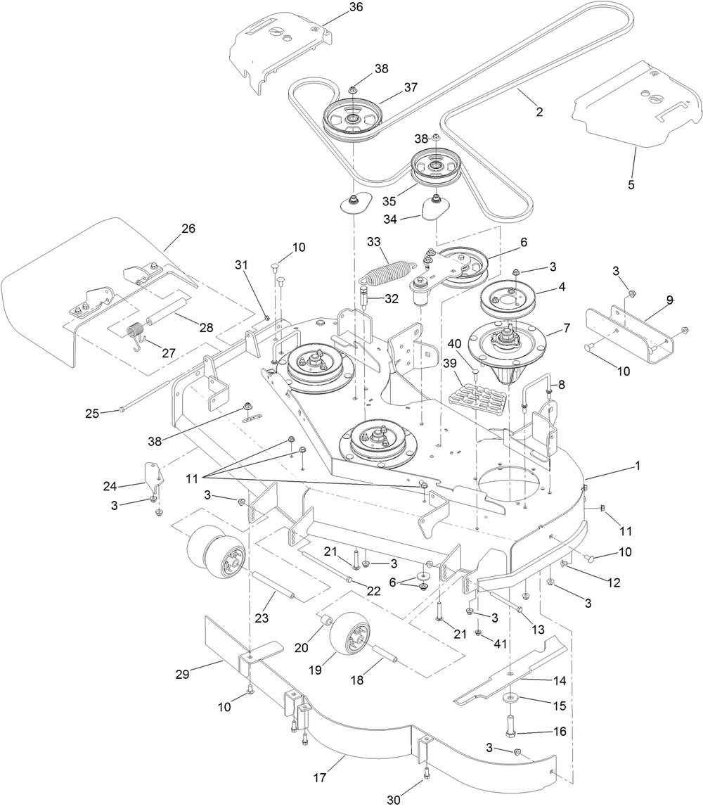 Deck Assembly Diagram and Parts List for 74904 402090000-403247208 Toro Lawn Mower