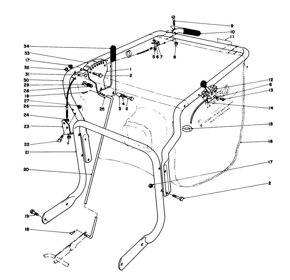 Controls And Handle Assembly (Model 62923) Diagram and Parts List for 62923 5000001 - 5999999 Toro Leaf Blower / Vacuum