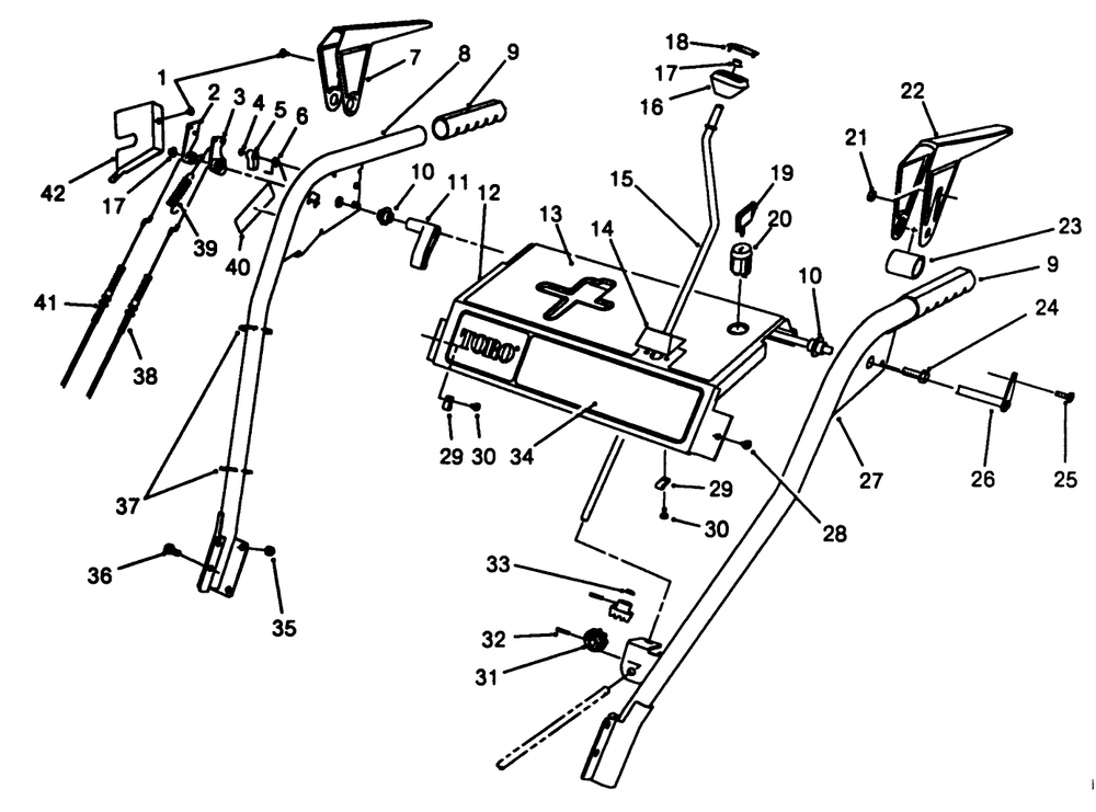 Handle Assembly Diagram and Parts List for 38500 8000001 - 8999999 Toro Snow Blower