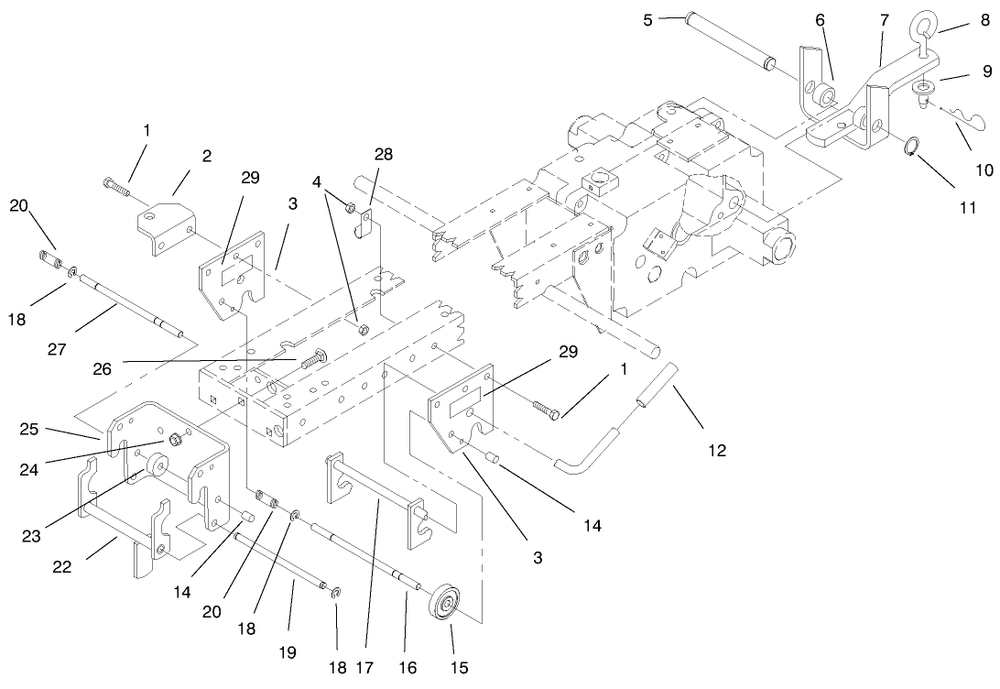 Hitch Assembly Diagram and Parts List for 73422 7900001 - 7999999 Toro Lawn Tractor