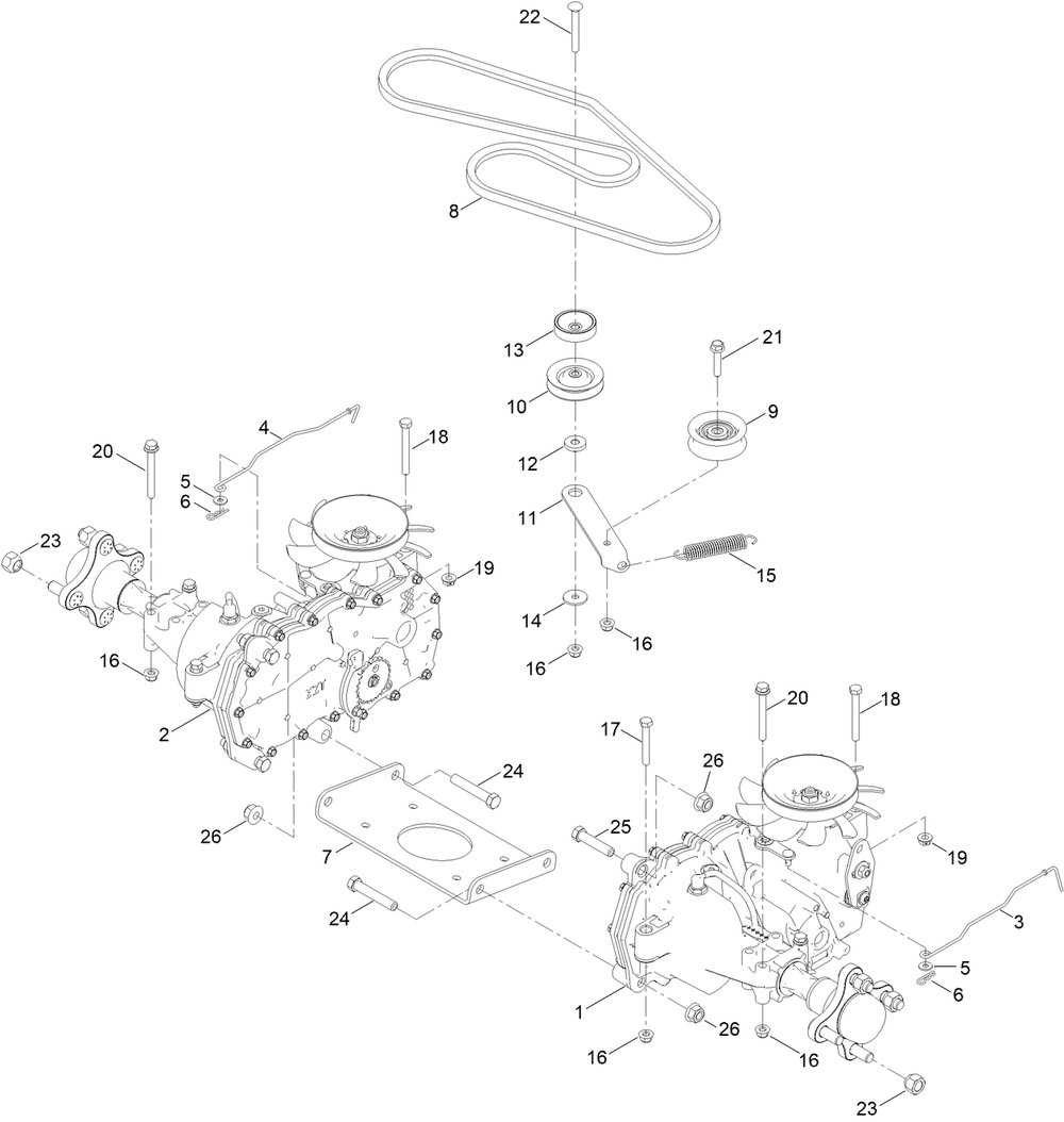 Traction Drive Assembly Diagram and Parts List for 77506 418400000 - 999999999 Toro Lawn Tractor
