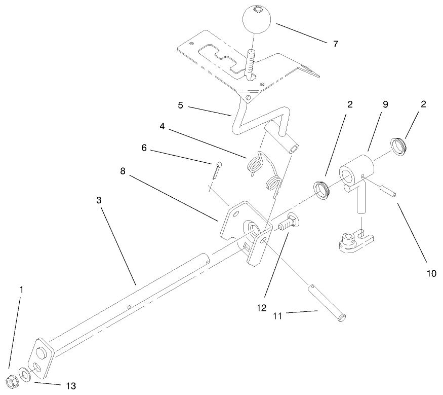 Hi-Lo Shift Assembly Diagram and Parts List for 73560 8900001 - 8999999 Toro Lawn Tractor