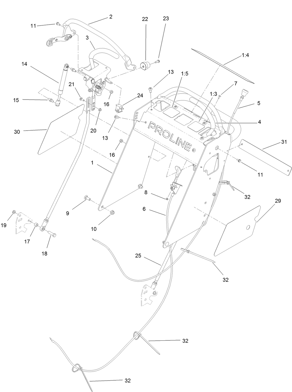 Operator Control Assembly Diagram and Parts List for 44448 400000000-406992239 Toro Lawn Mower