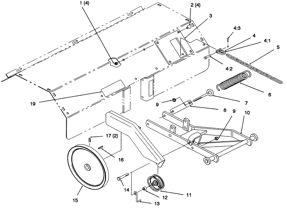 Hitch, Drive & Idler Pulleys Diagram and Parts List for 79271 6900001 - 6999999 Toro Lawn Tractor