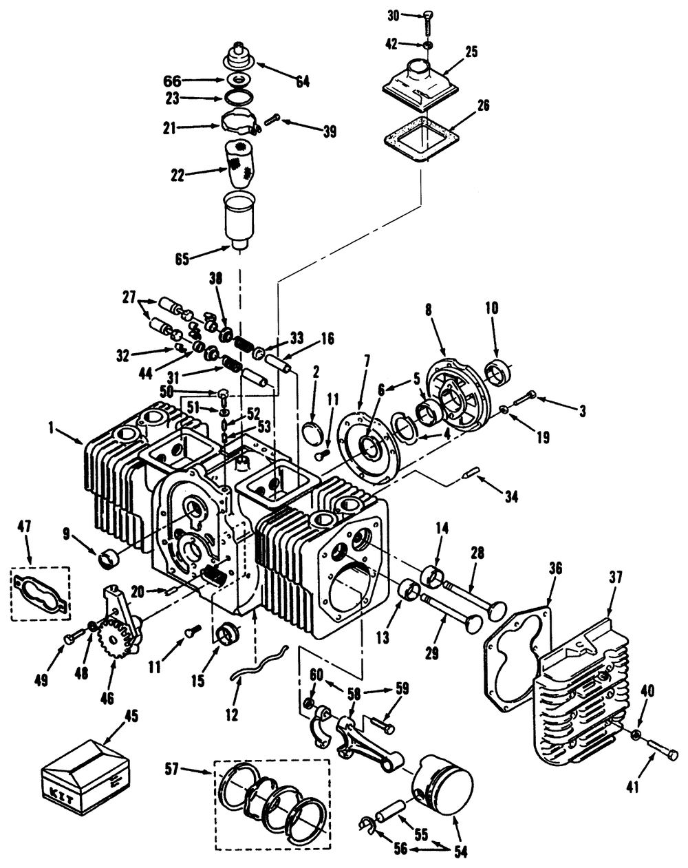 Cylinder Block Diagram and Parts List for 73440 5900223 - 5999999 Toro Lawn Tractor