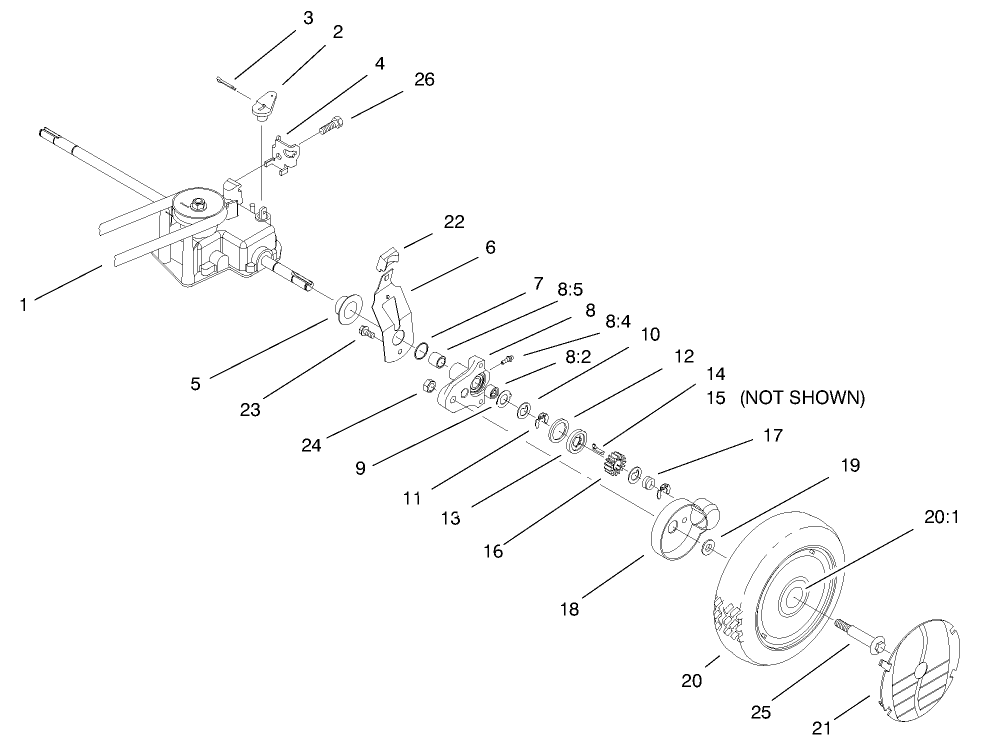 Rear Axle Assembly Diagram and Parts List for 20786 9900001 - 9999999 Toro Lawn Mower