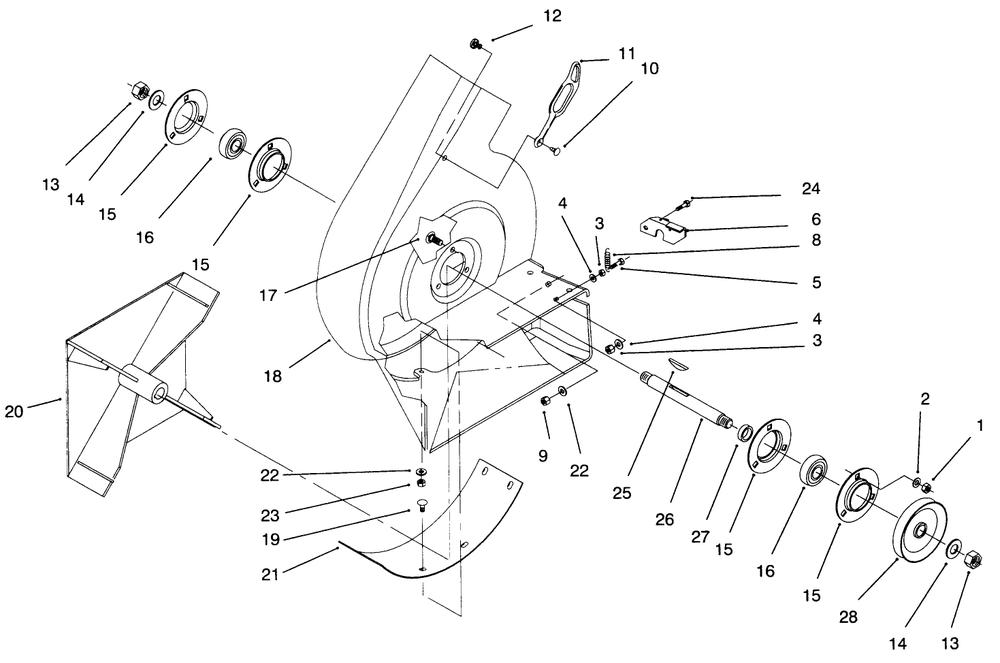 Blower Housing Assembly Diagram and Parts List for 79401 6900001 - 6999999 Toro Lawn Tractor Accessories