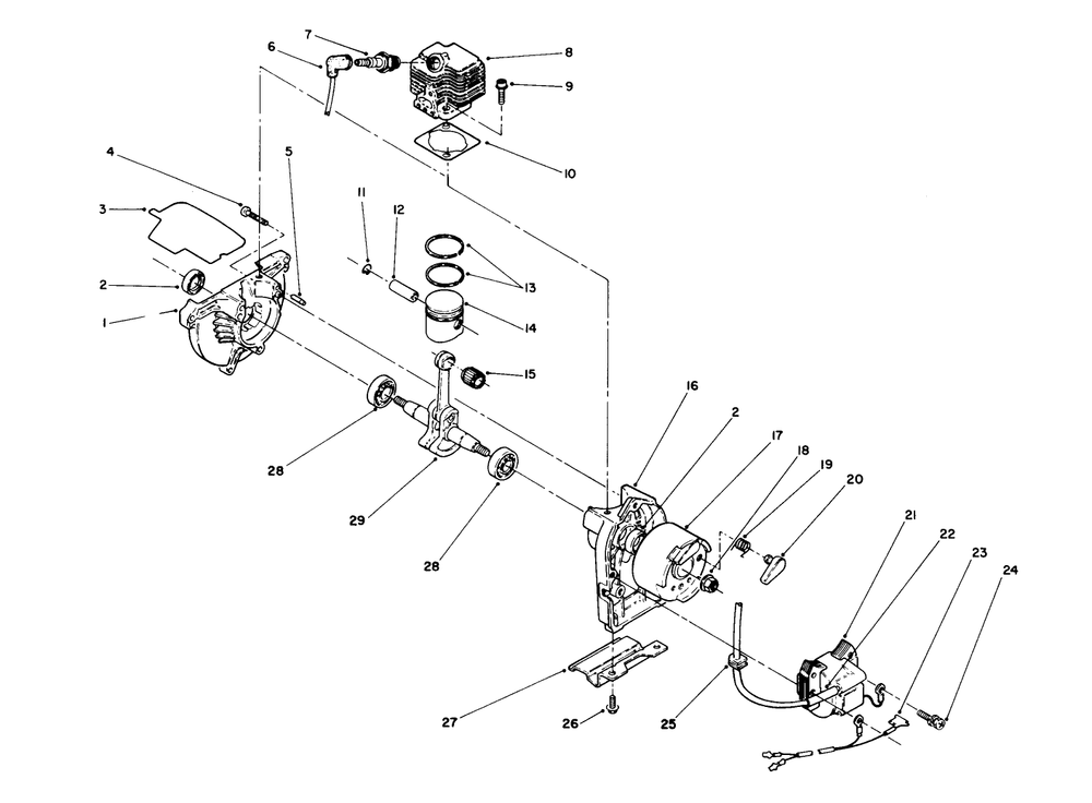 Engine Assembly (Continued) Diagram and Parts List for 51665 0000001 - 0999999 Toro Trimmer