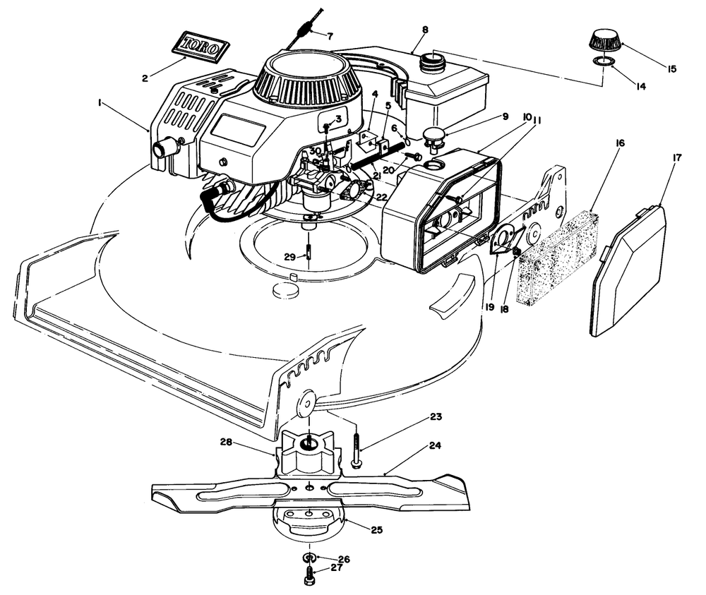 Engine Assembly Diagram and Parts List for 20581 3000001 - 3999999 Toro Lawn Mower