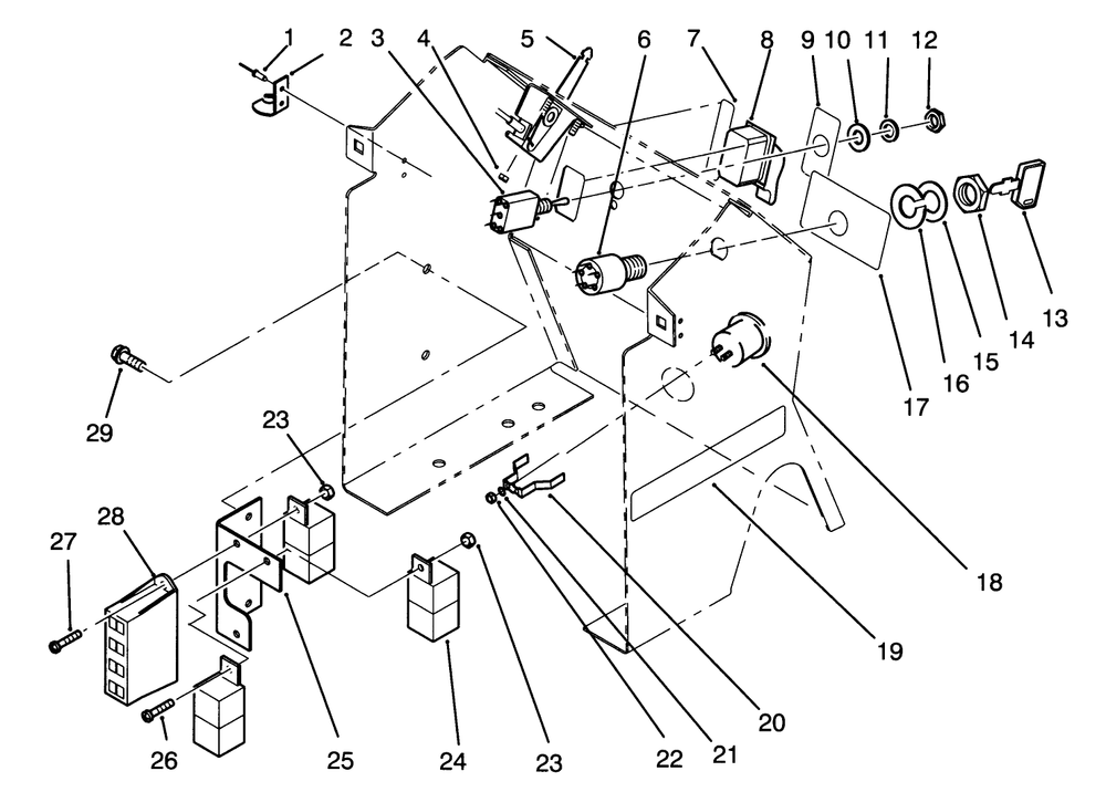 Dash Assembly Diagram and Parts List for 72041 3900001 - 3999999 Toro Lawn Tractor