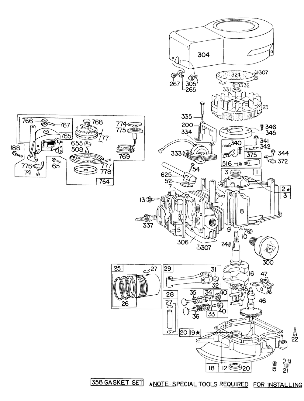 Engine Briggs & Stratton Model 92908-1756-01 Diagram and Parts List for 16756 7000001 - 7999999 Toro Lawn Mower