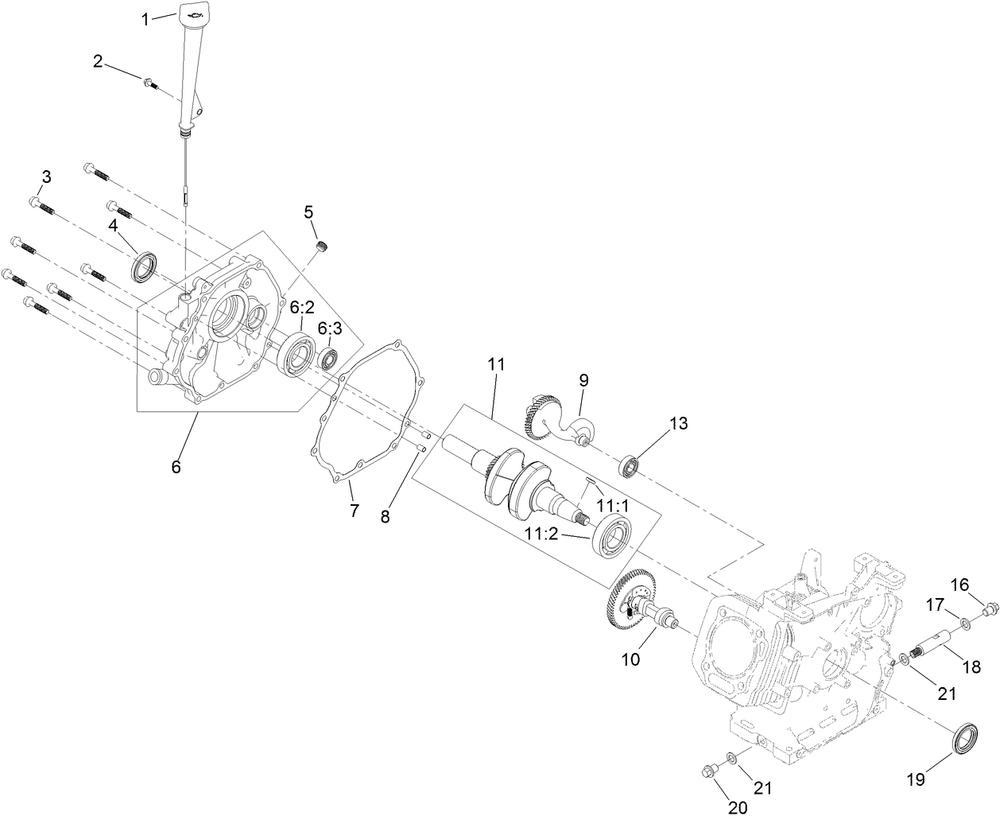 Crankcase Assembly Diagram and Parts List for 38870 409000000 - 999999999 Toro Snow Blower