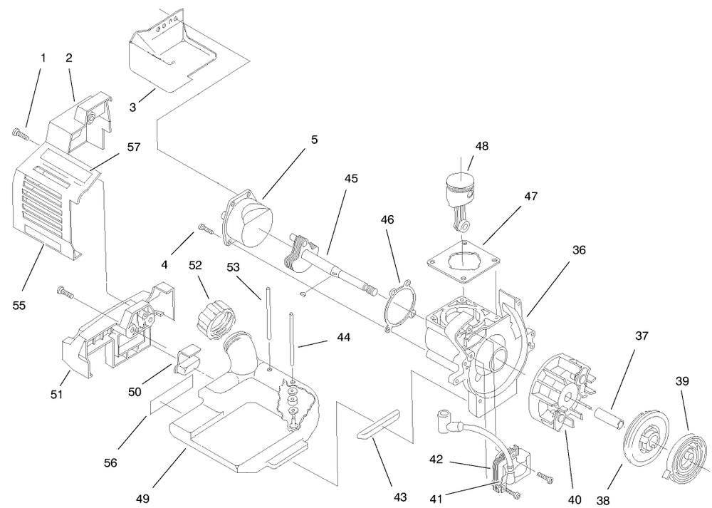 Engine Assembly Diagram and Parts List for 51917 79000001 - 79999999 Toro Trimmer