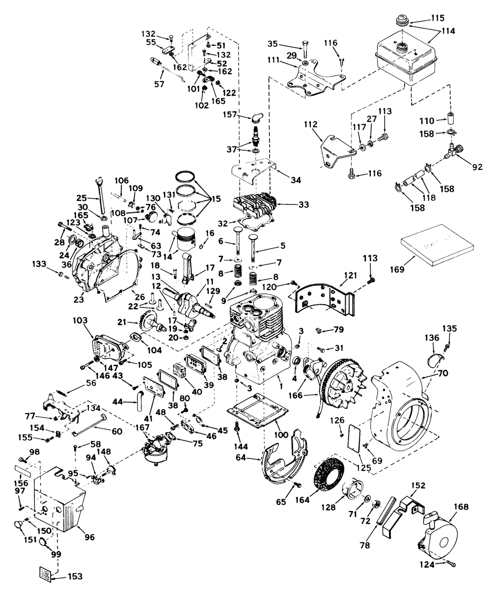 Engine, Tecumseh Model No. H50-65279j (5 H.P. Snowthrower Model No. 31624) Diagram and Parts List for 31624 4000001 - 4999999 Toro Snow Blower