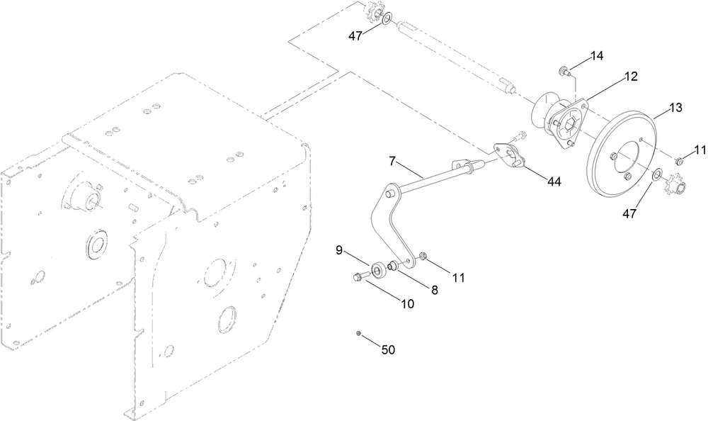 Traction Drive Assembly Diagram and Parts List for 38830 409000000 - 411999999 Toro Snow Blower