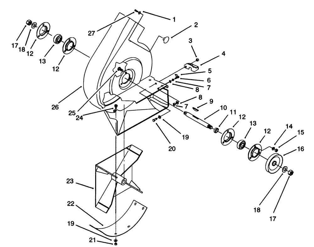 Housing & Impeller Assembly Diagram and Parts List for 07-42VY01 2000001 - 2999999 Toro Lawn Tractor Accessories