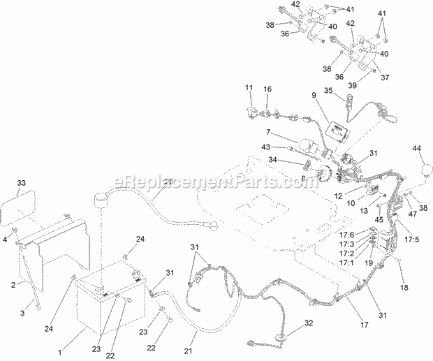 Electrical Assembly Diagram and Parts List for 74588 315000001-315999999 Toro Lawn Mower