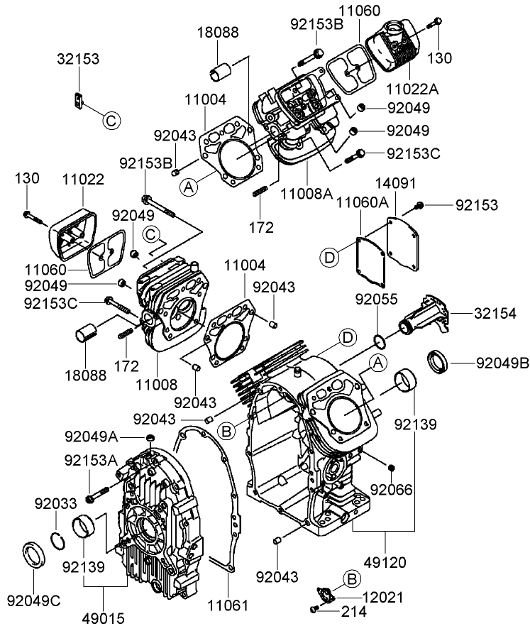 Cylinder And Crankcase Assembly Diagram and Parts List for 74237CP (270000001-270999999)(2007) Toro Lawn Mower