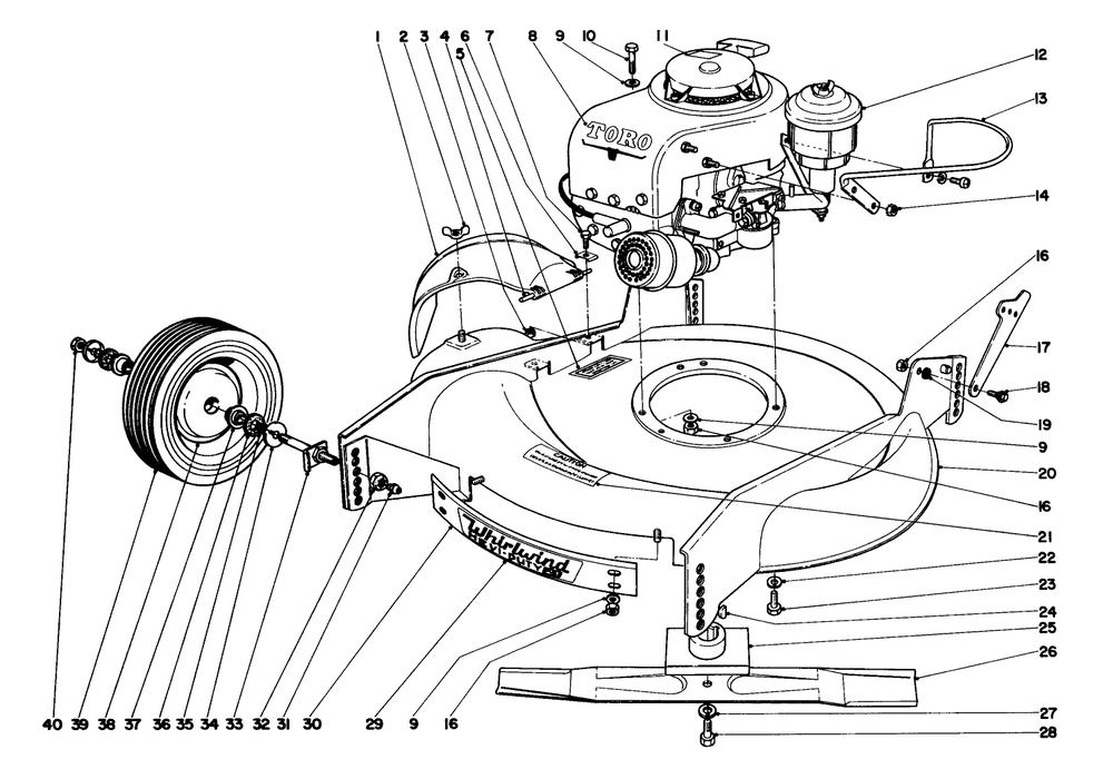 Housing Assembly H. P. Model Diagram and Parts List for 23000 9000001 - 9999999 Toro Lawn Mower
